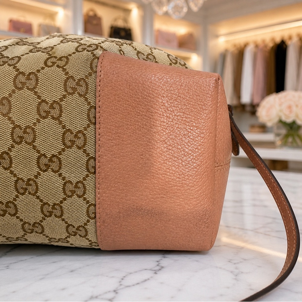 Gucci Beige GG Supreme Canvas Crossbody with Brown Leather Trim - Picture 4 of 5